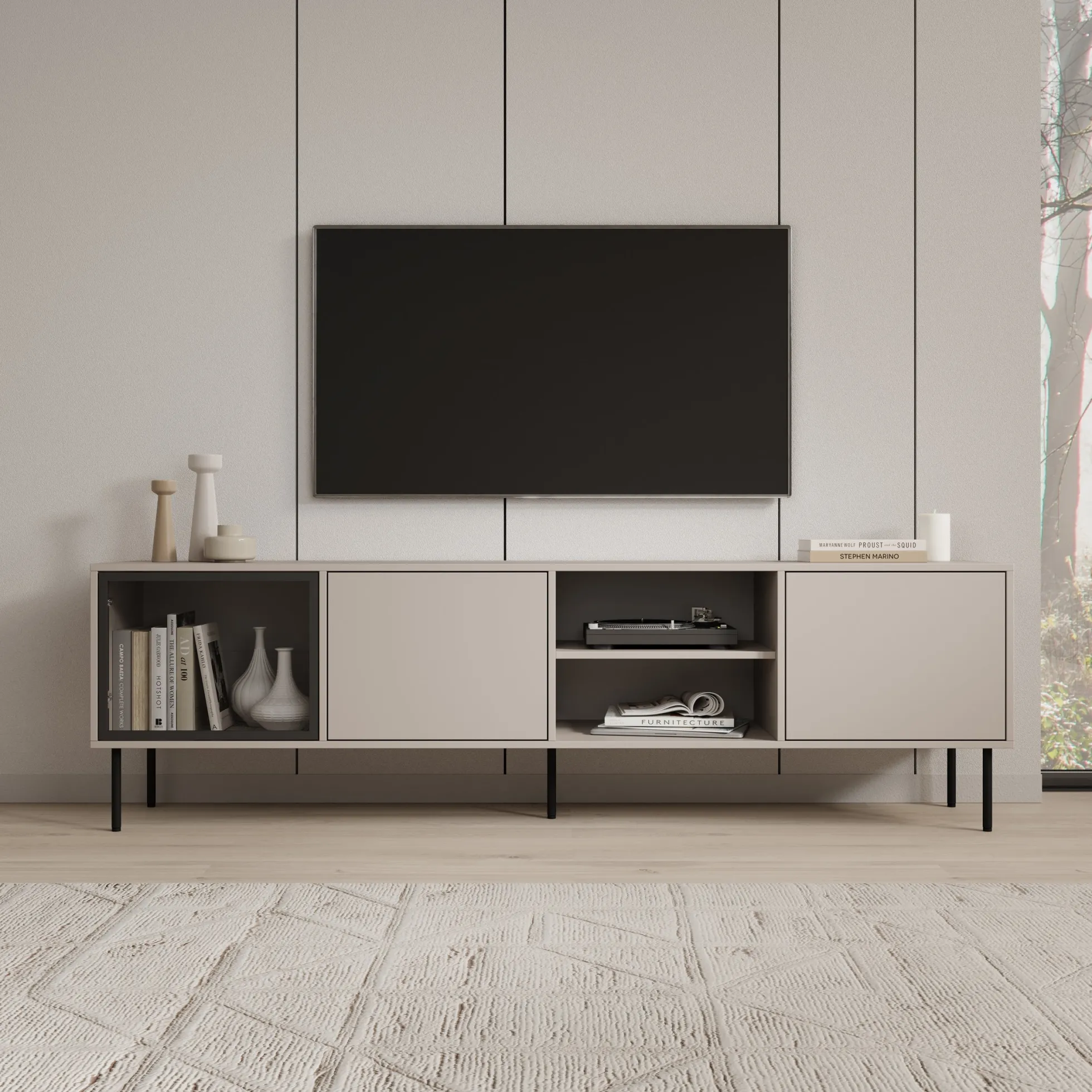 Dimora - TV-Meubel - Beige - 201x40x60 cm