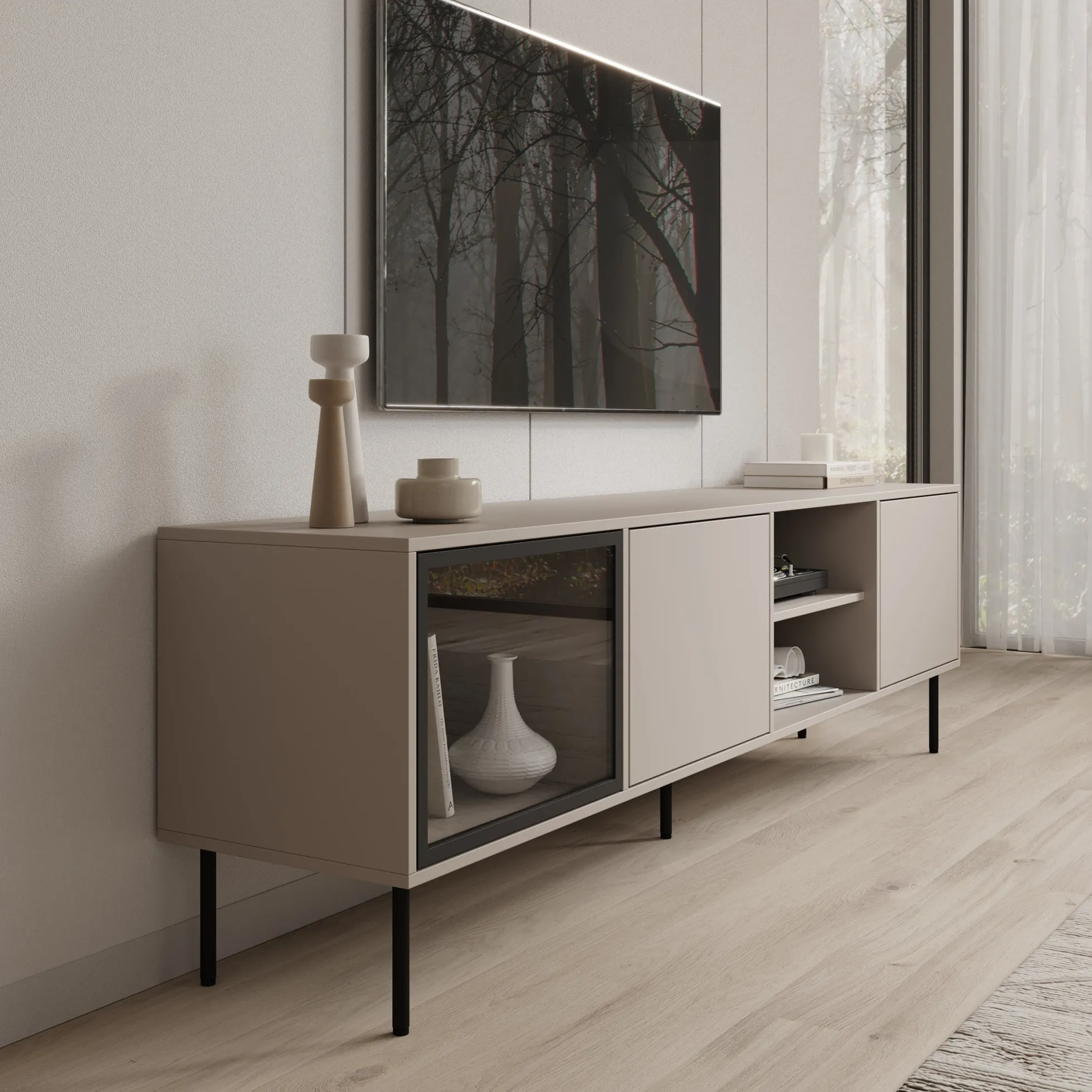 Dimora - TV-Meubel - Beige - 201x40x60 cm