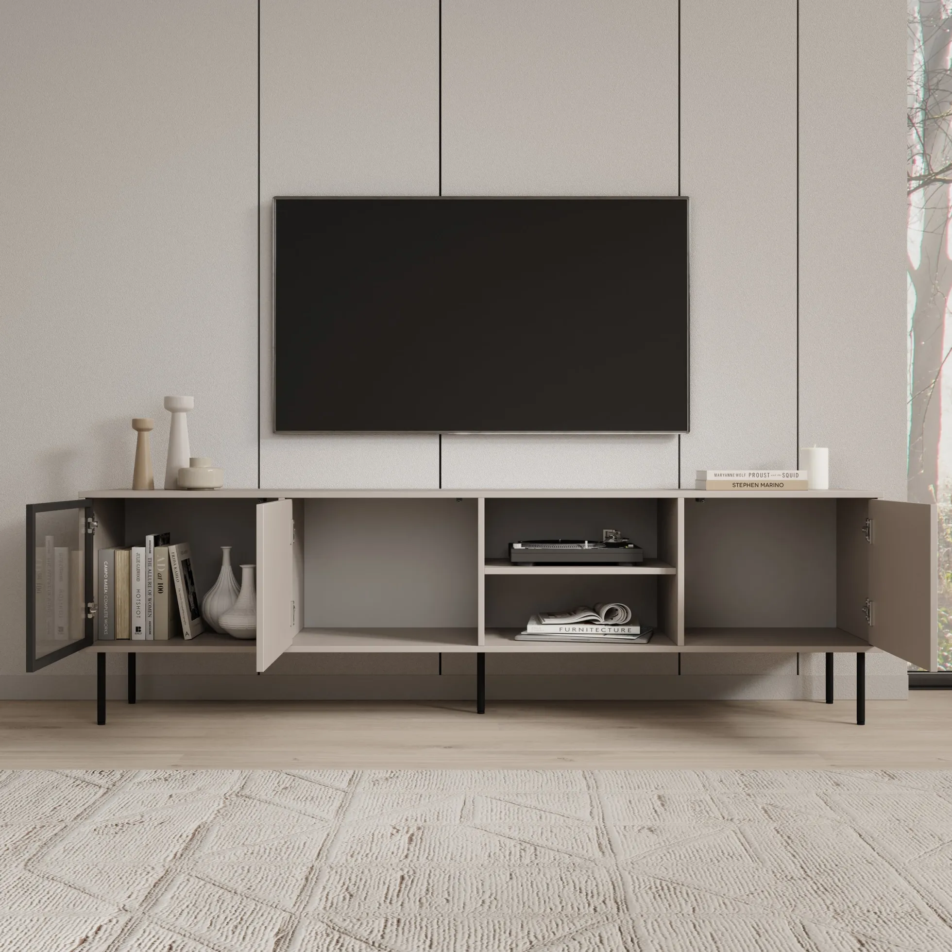 Dimora - TV-Meubel - Beige - 201x40x60 cm