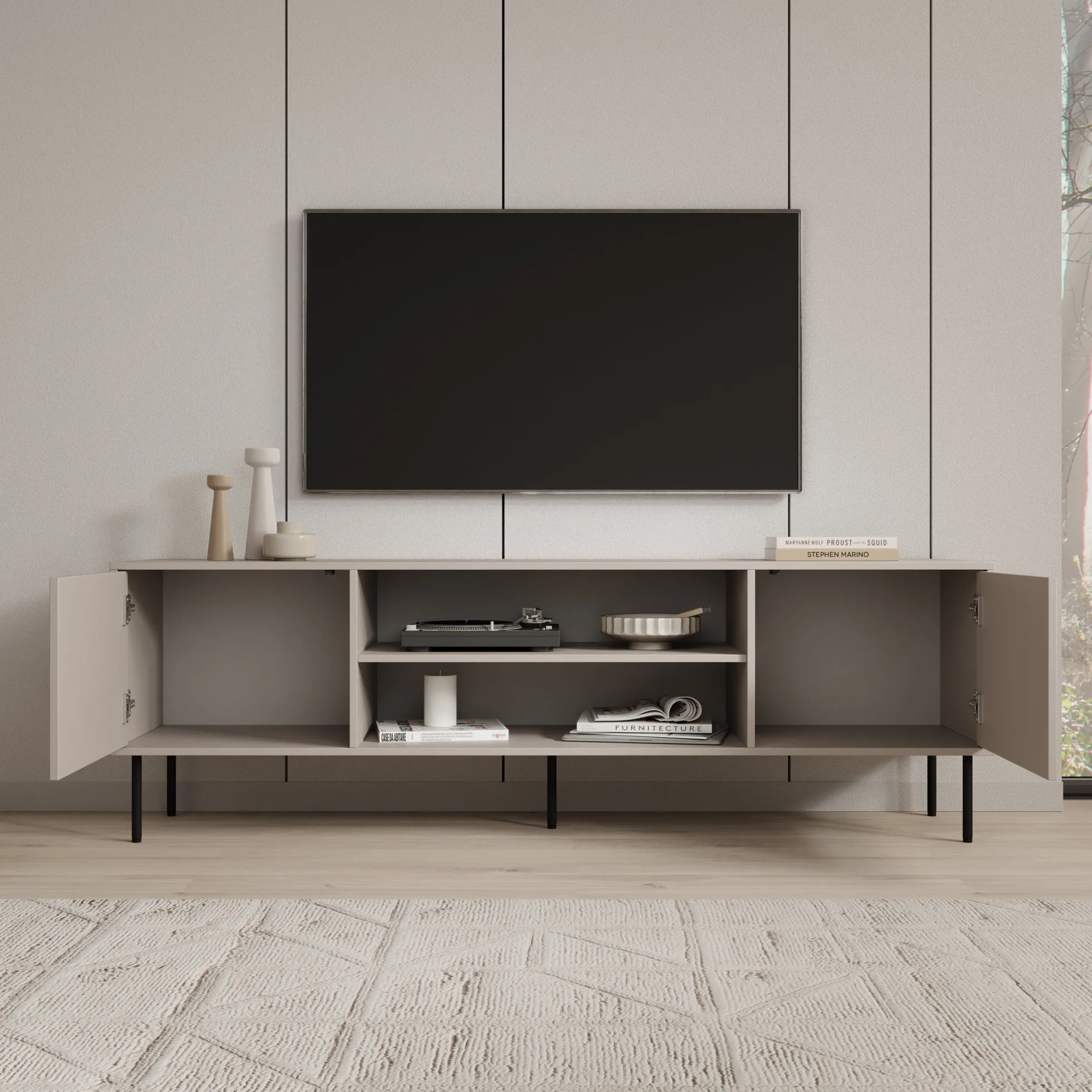 Dimora - TV-Meubel - Beige - 183x40x60 cm