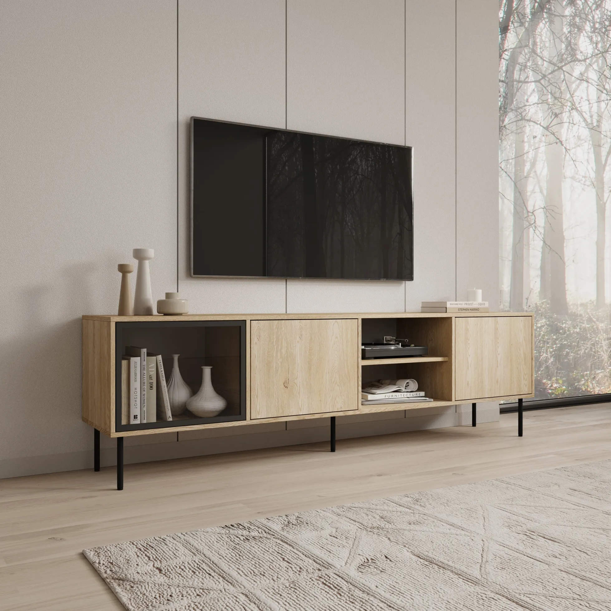 Dimora - TV-Meubel - Eikenpatroon - 201x40x60 cm