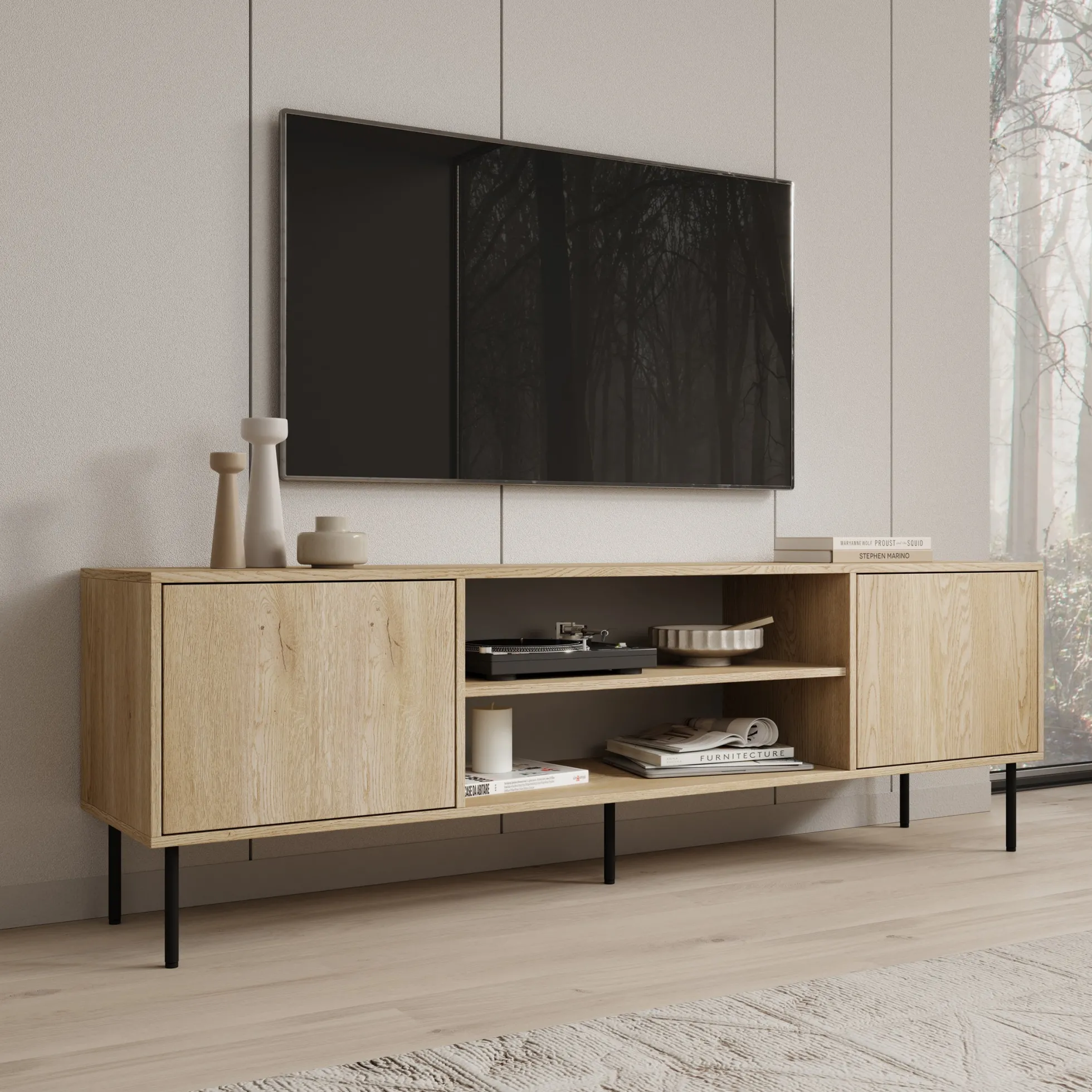 Dimora - TV-Meubel - Eikenpatroon - 183x40x60 cm