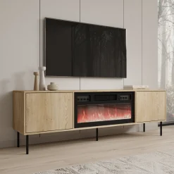 Dimora - TV-Meubel met sfeerhaard - Eikenpatroon - 183x40x60