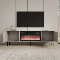 Dimora - TV-Meubel met sfeerhaard - Beige - 183x40x60 cm