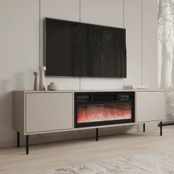 Dimora - TV-Meubel met sfeerhaard - Beige - 183x40x60 cm