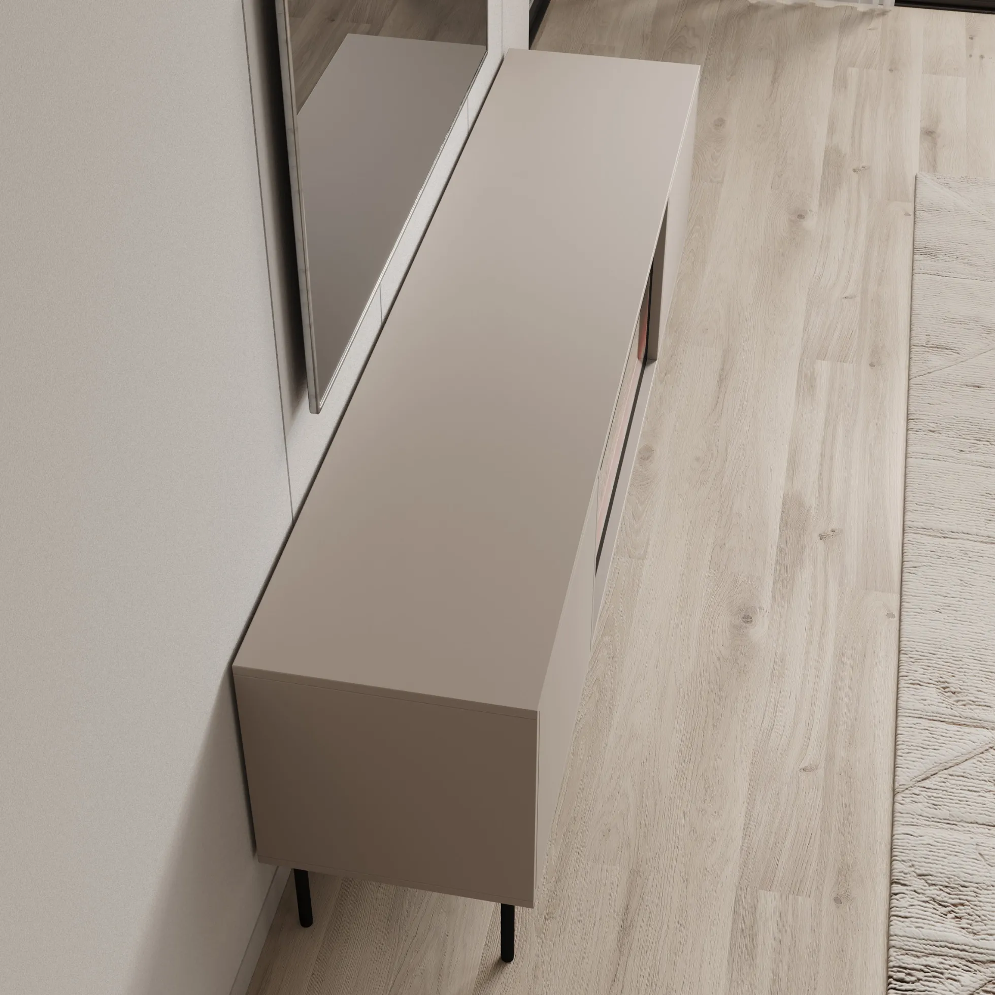 Dimora - TV-Meubel met sfeerhaard - Beige - 183x40x60 cm