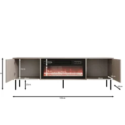 Dimora - TV-Meubel met sfeerhaard - Beige - 183x40x60 cm