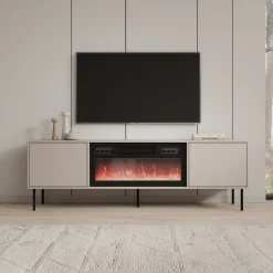 Dimora - TV-Meubel met sfeerhaard - Beige - 183x40x60 cm
