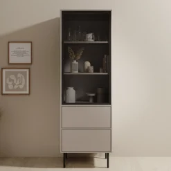 Dimora - Vitrinekast - Beige - 60x40x185 cm