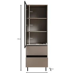Dimora - Vitrinekast - Beige - 60x40x185 cm