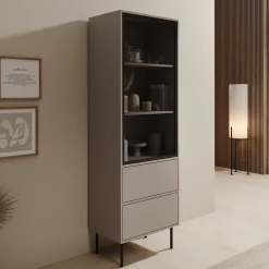 Dimora - Vitrinekast - Beige - 60x40x185 cm