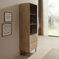 Dimora - Vitrinekast - Eikenpatroon - 60x40x185 cm