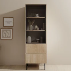 Dimora - Vitrinekast - Eikenpatroon - 60x40x185 cm