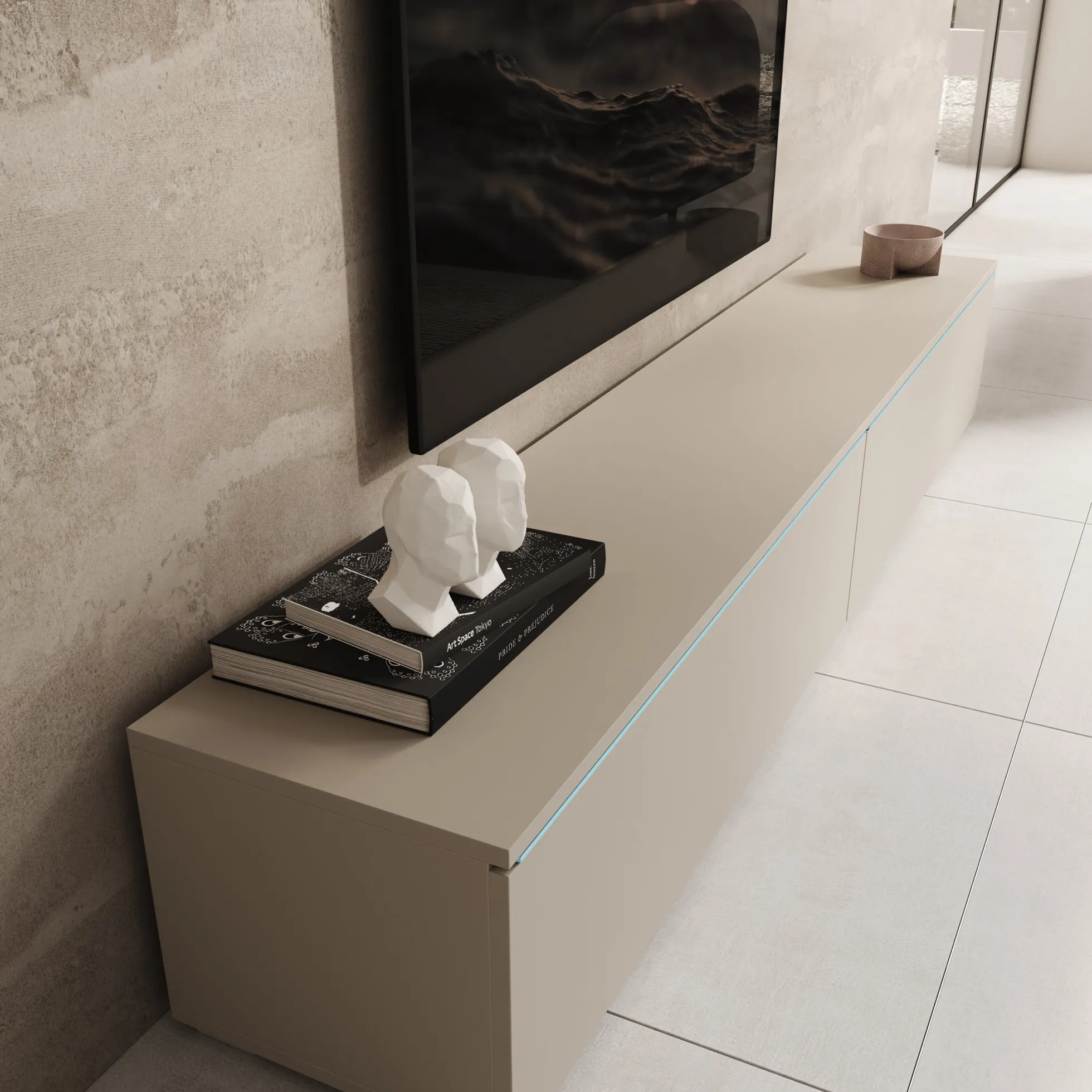 Dixon - TV-Meubel - Beige - 180x33x30 cm