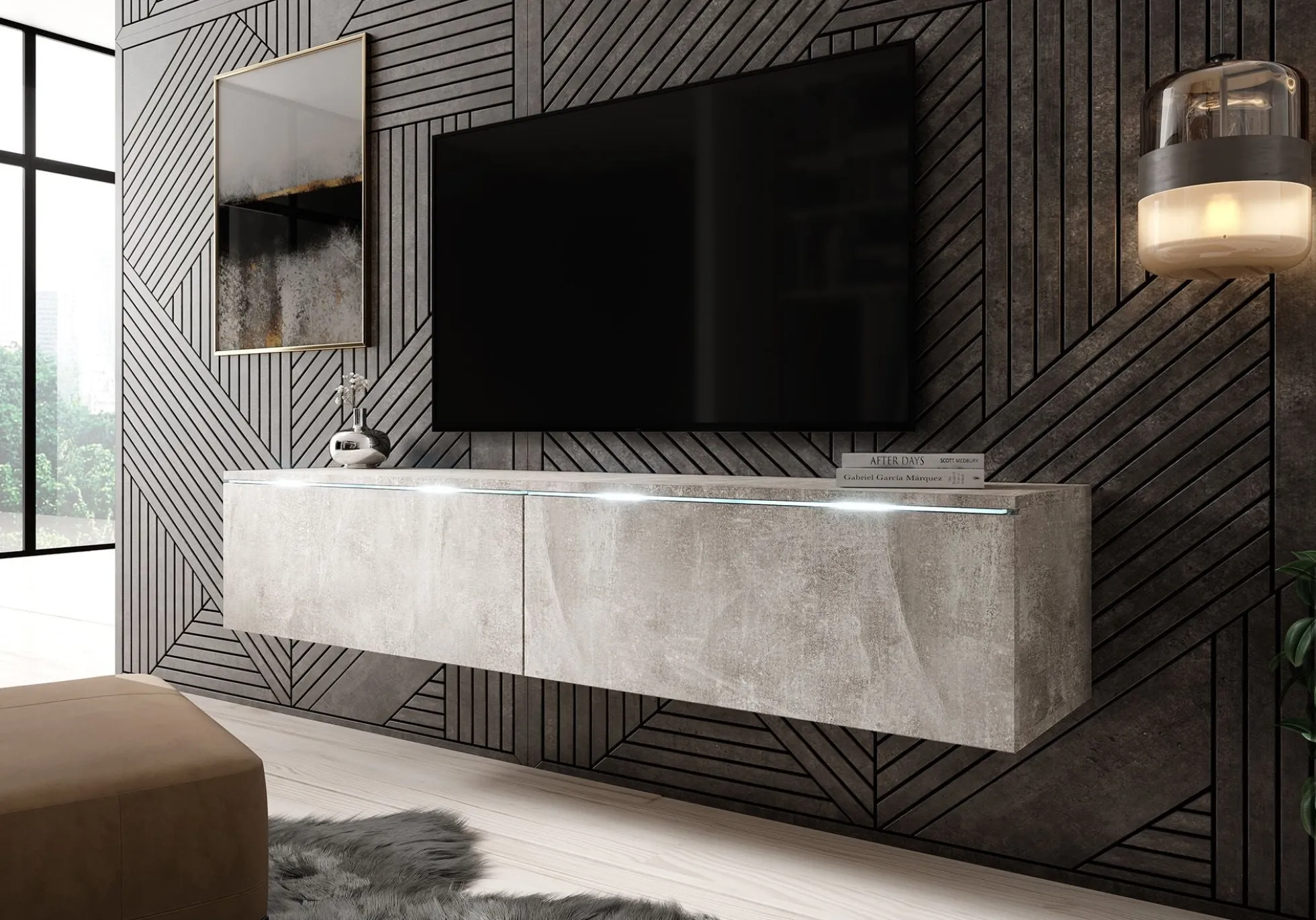 Dixon - TV-Meubel - Betonlook - 140 cm