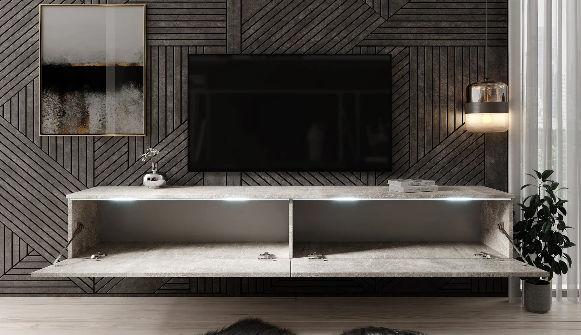 Dixon - TV-Meubel - Betonlook - 180 cm