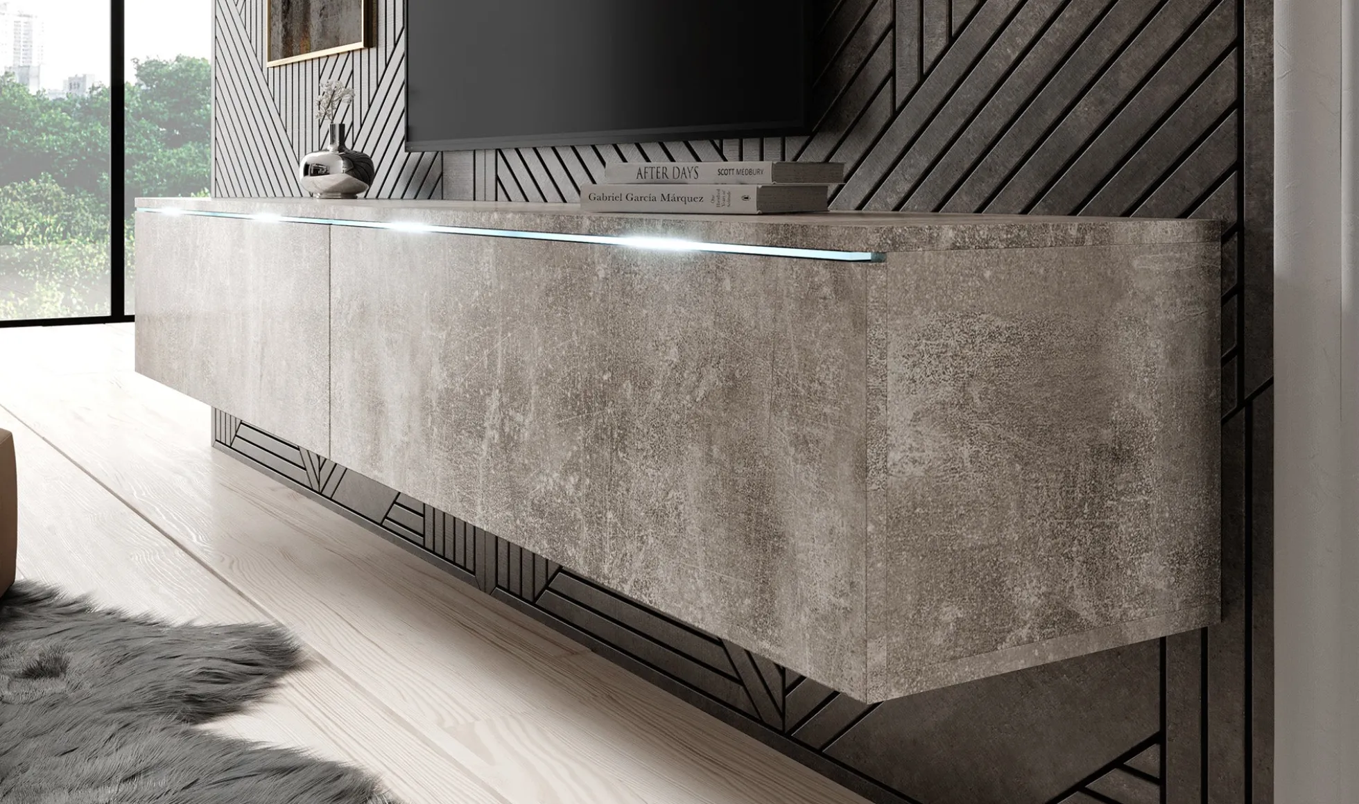 Dixon - TV-Meubel - Betonlook - 180 cm