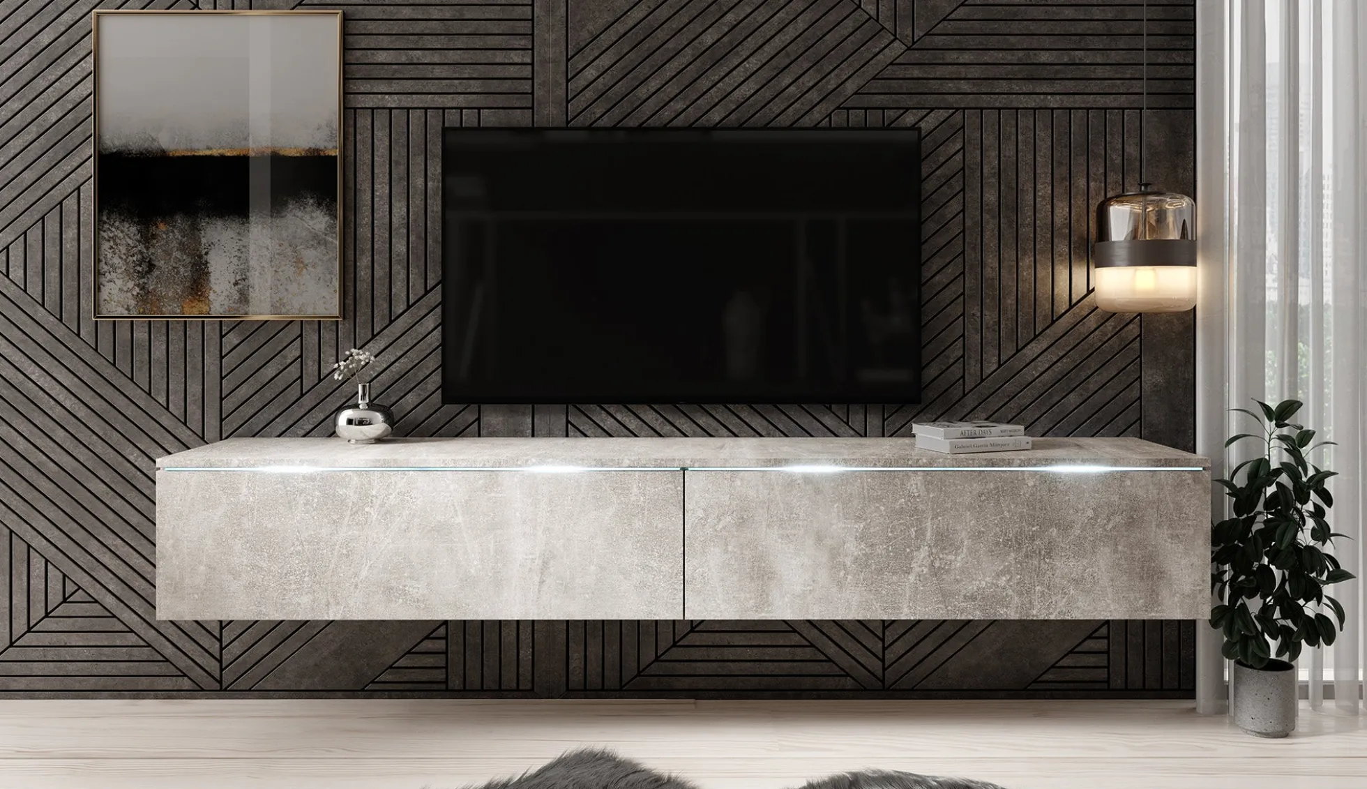 Dixon - TV-Meubel - Betonlook - 180 cm