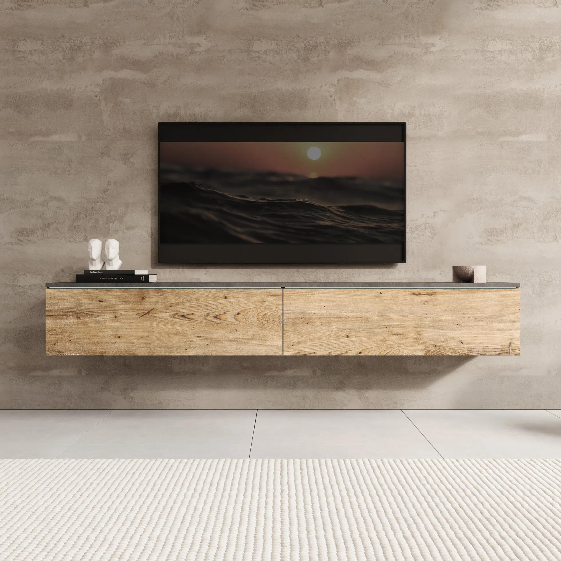 Dixon - TV-Meubel - Eiken/Grijs - 180x33x30 cm