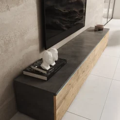 Dixon - TV-Meubel - Eiken/Grijs - 180x33x30 cm