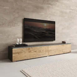 Dixon - TV-Meubel - Eiken/Grijs - 180x33x30 cm