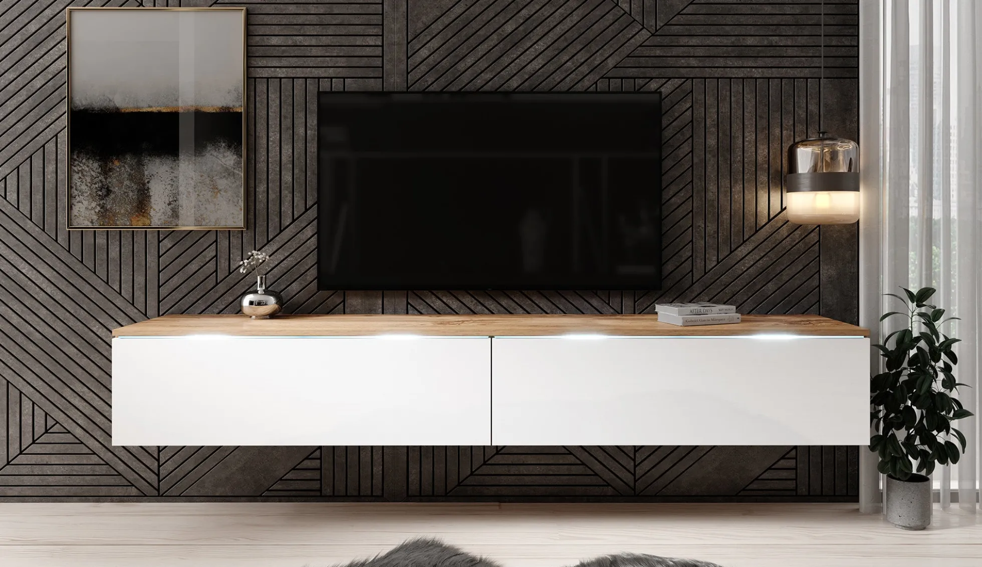 Dixon - TV-Meubel - Eiken/wit - 180 cm