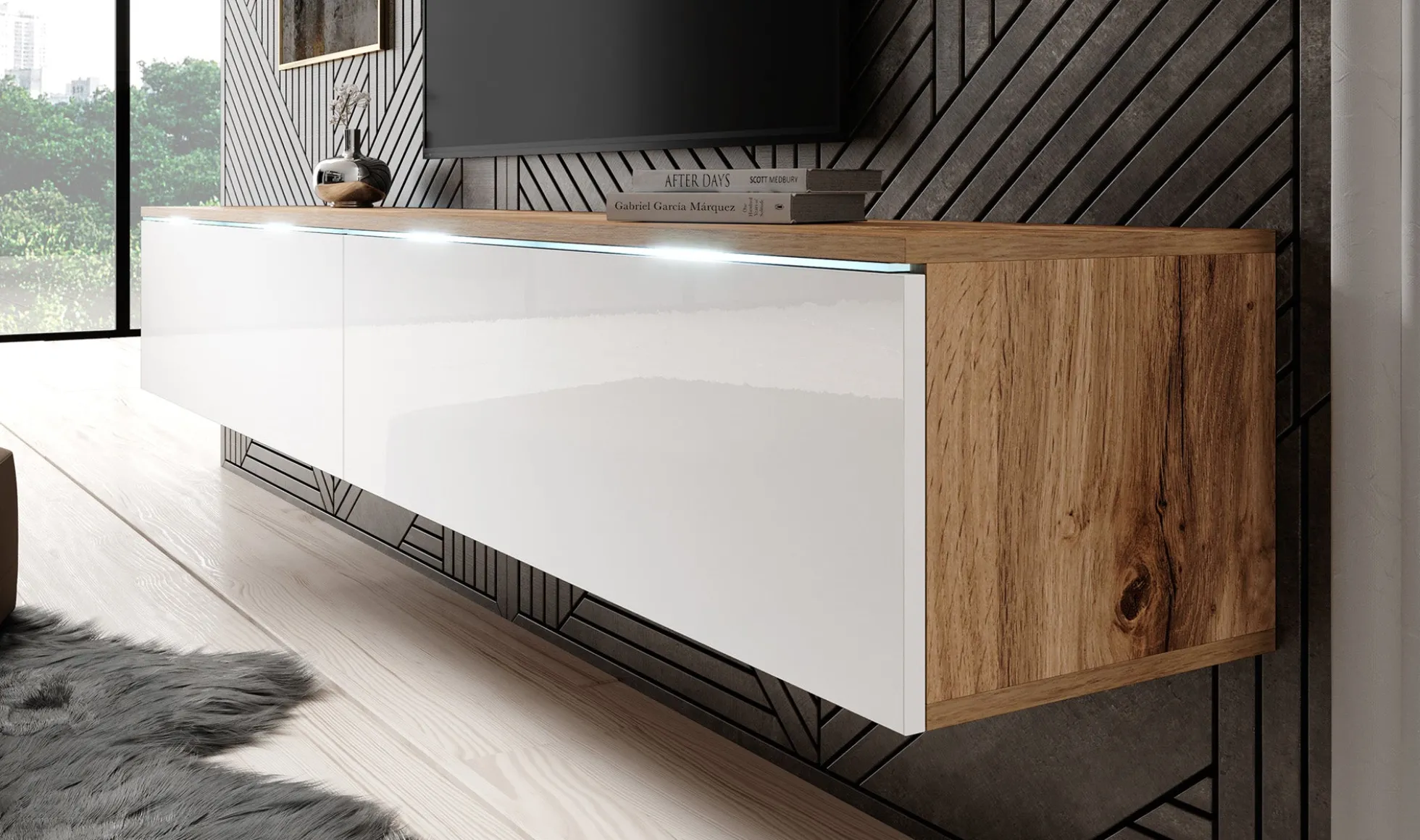 Dixon - TV-Meubel - Eiken/wit - 180 cm