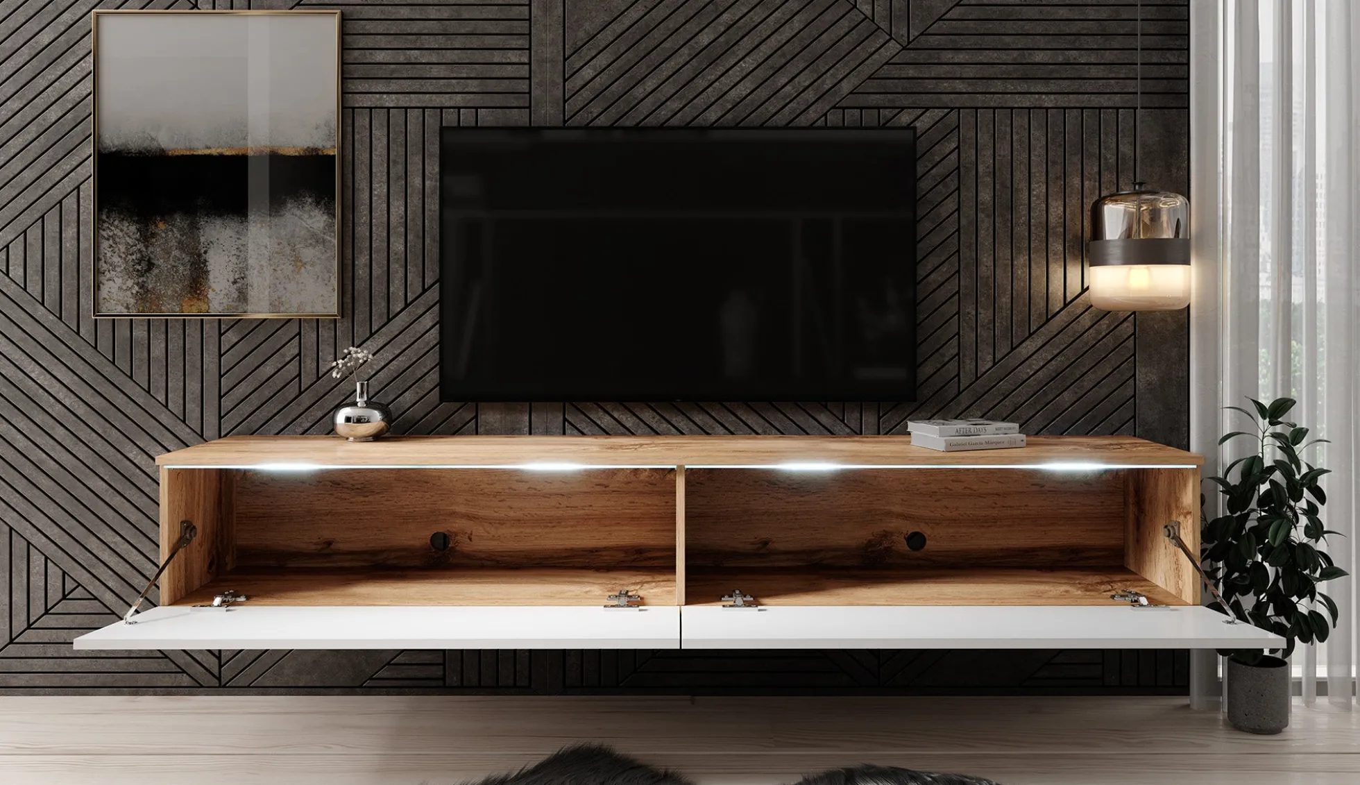 Dixon - TV-Meubel - Eiken/wit - 180 cm