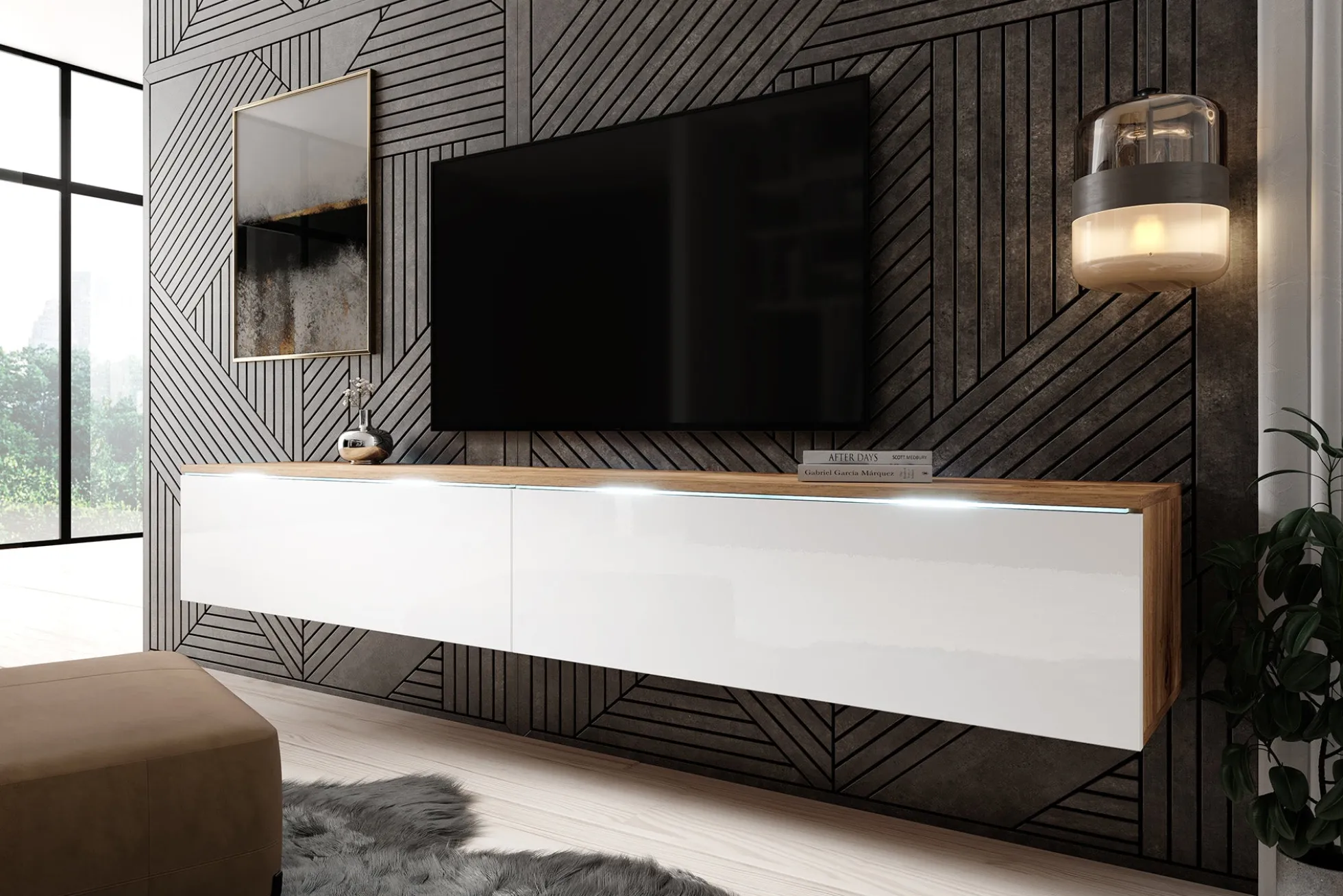 Dixon - TV-Meubel - Eiken/wit - 180 cm