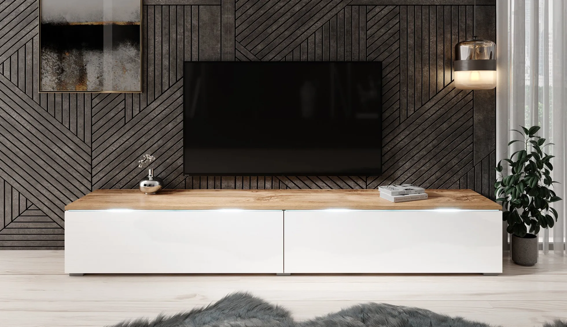 Dixon - TV-Meubel - Eiken/wit - 180 cm