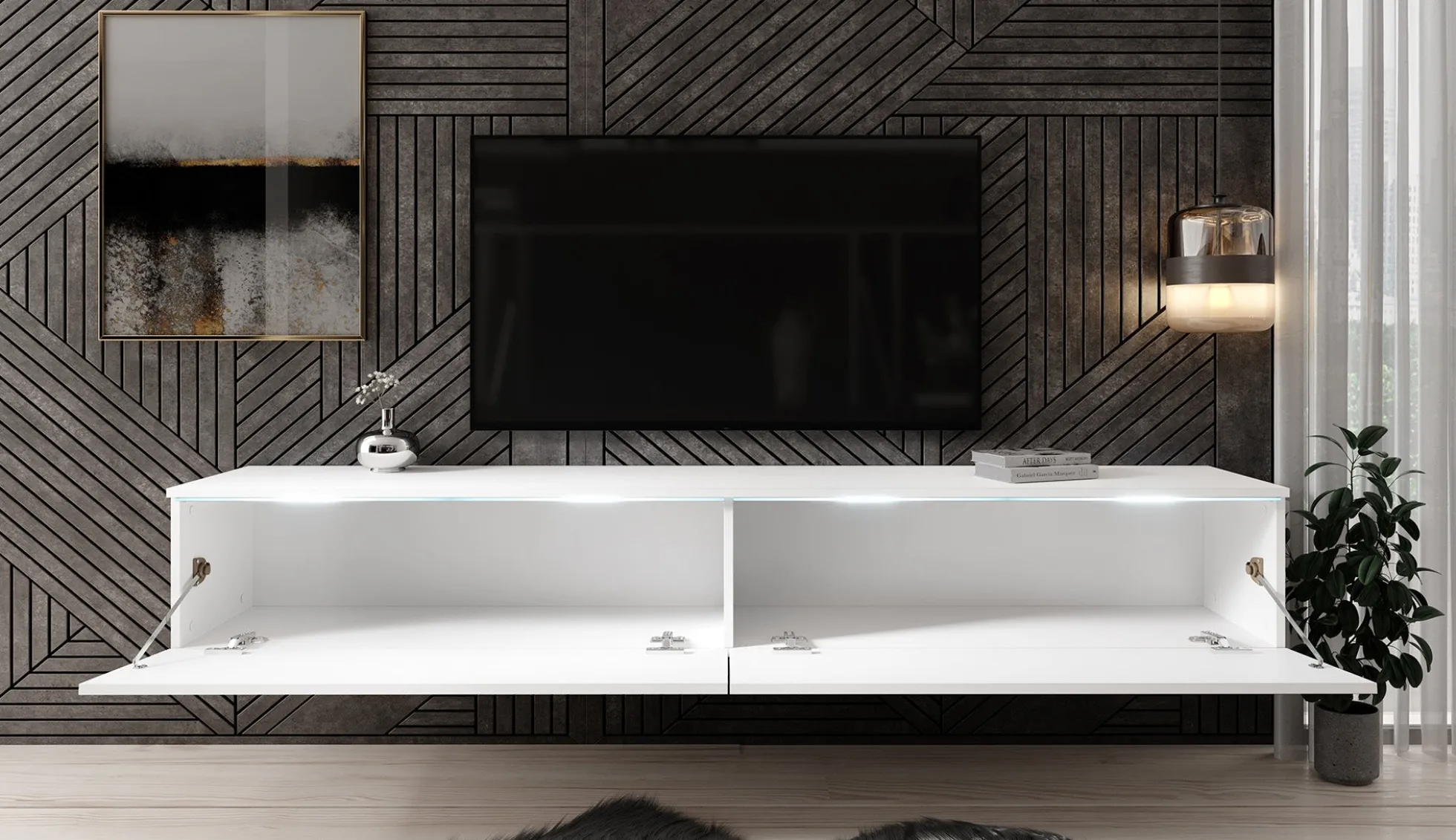 Dixon - TV-Meubel - Mat wit - 180 cm