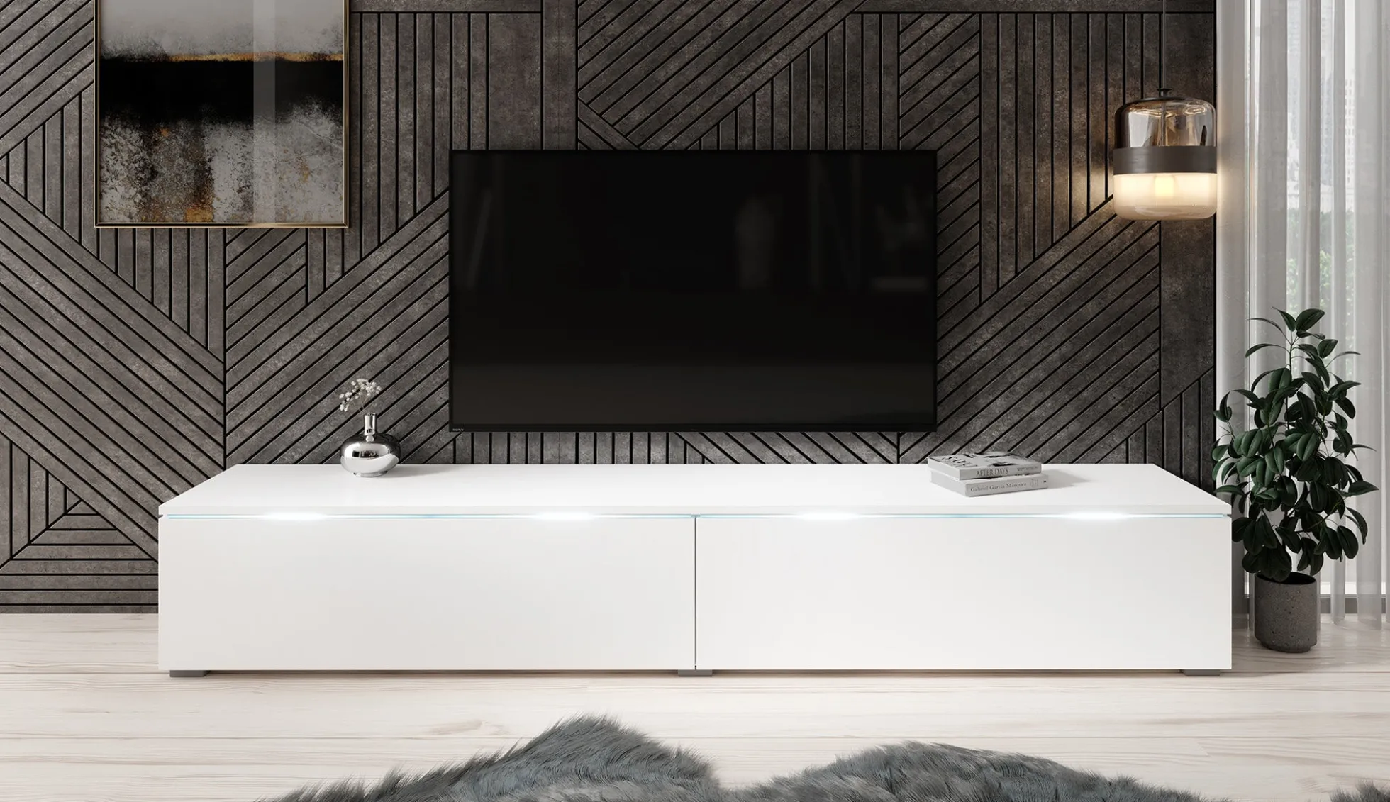 Dixon - TV-Meubel - Mat wit - 180 cm