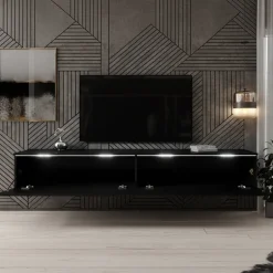 Dixon - TV-Meubel - Mat zwart - 180 cm