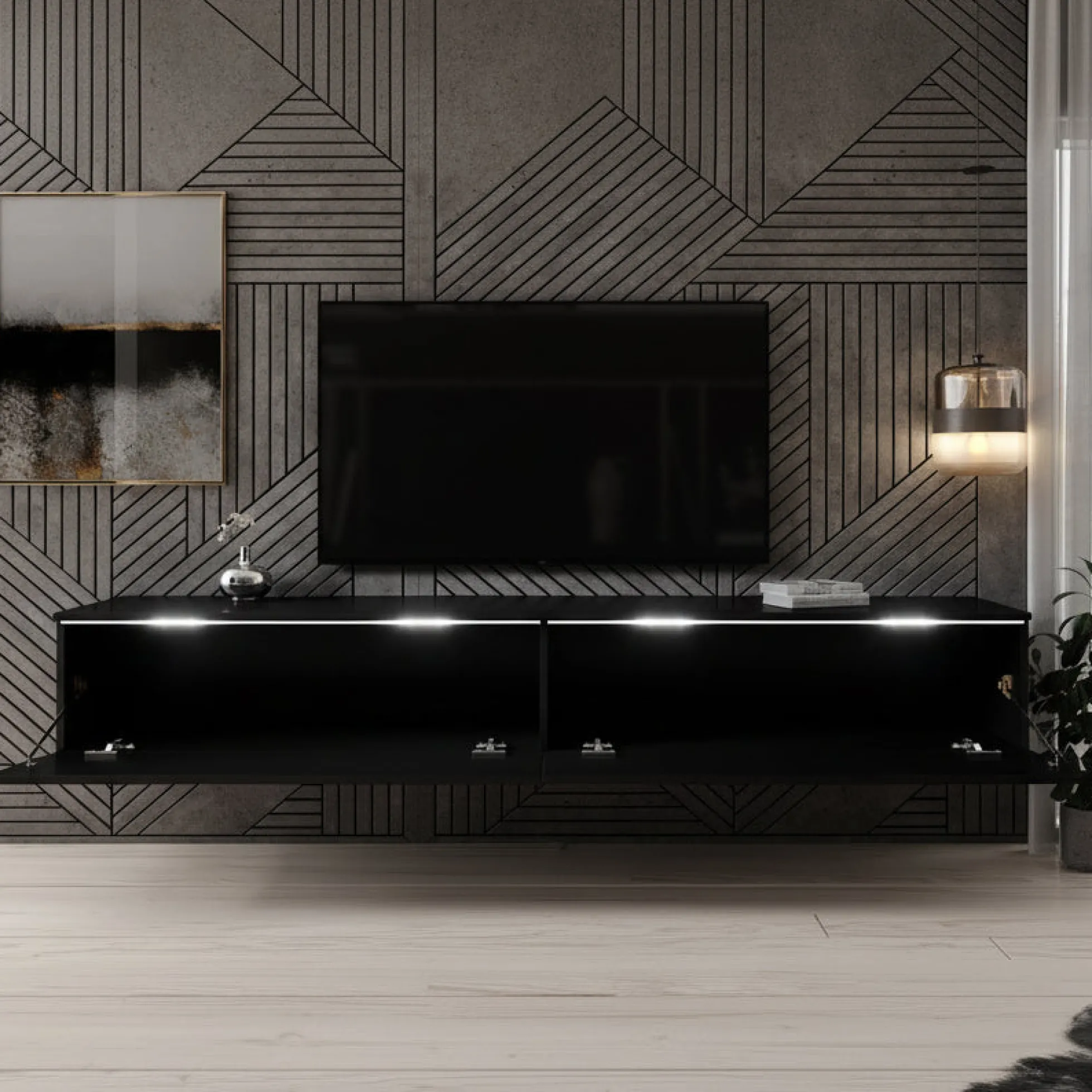 Dixon - TV-Meubel - Mat zwart - 180 cm
