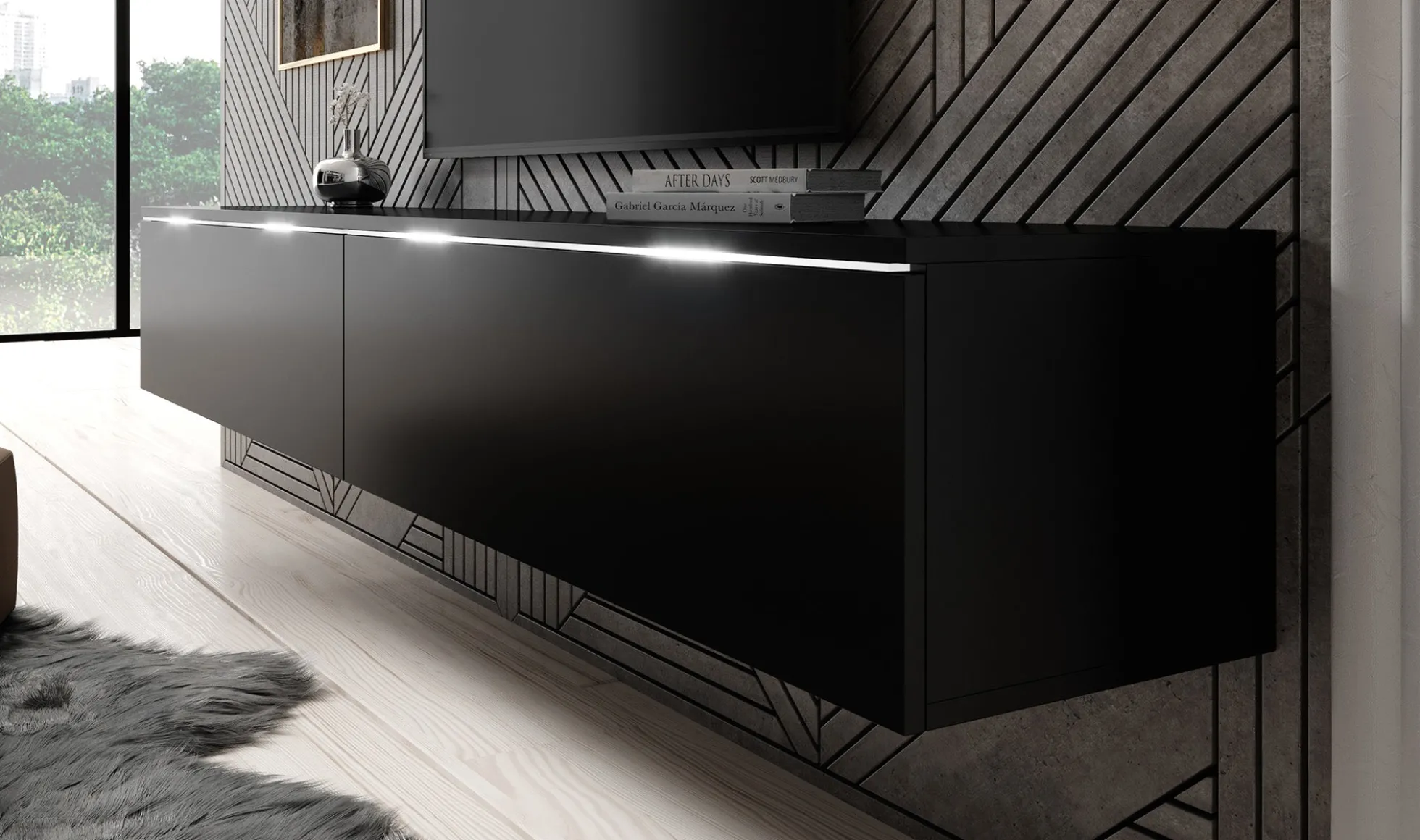 Dixon - TV-Meubel - Mat zwart - 180 cm