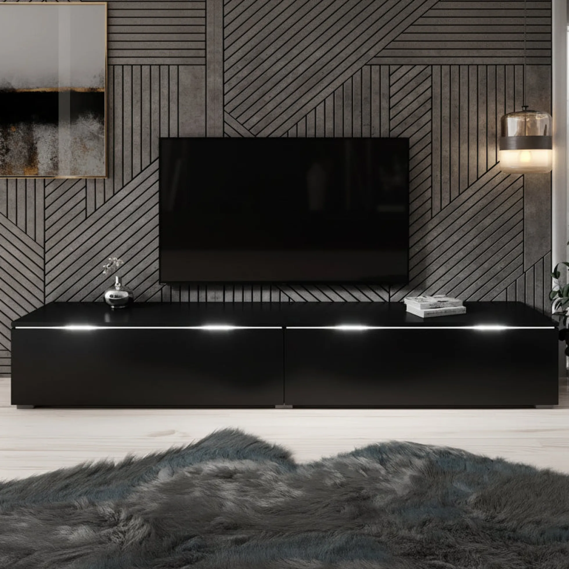 Dixon - TV-Meubel - Mat zwart - 180 cm