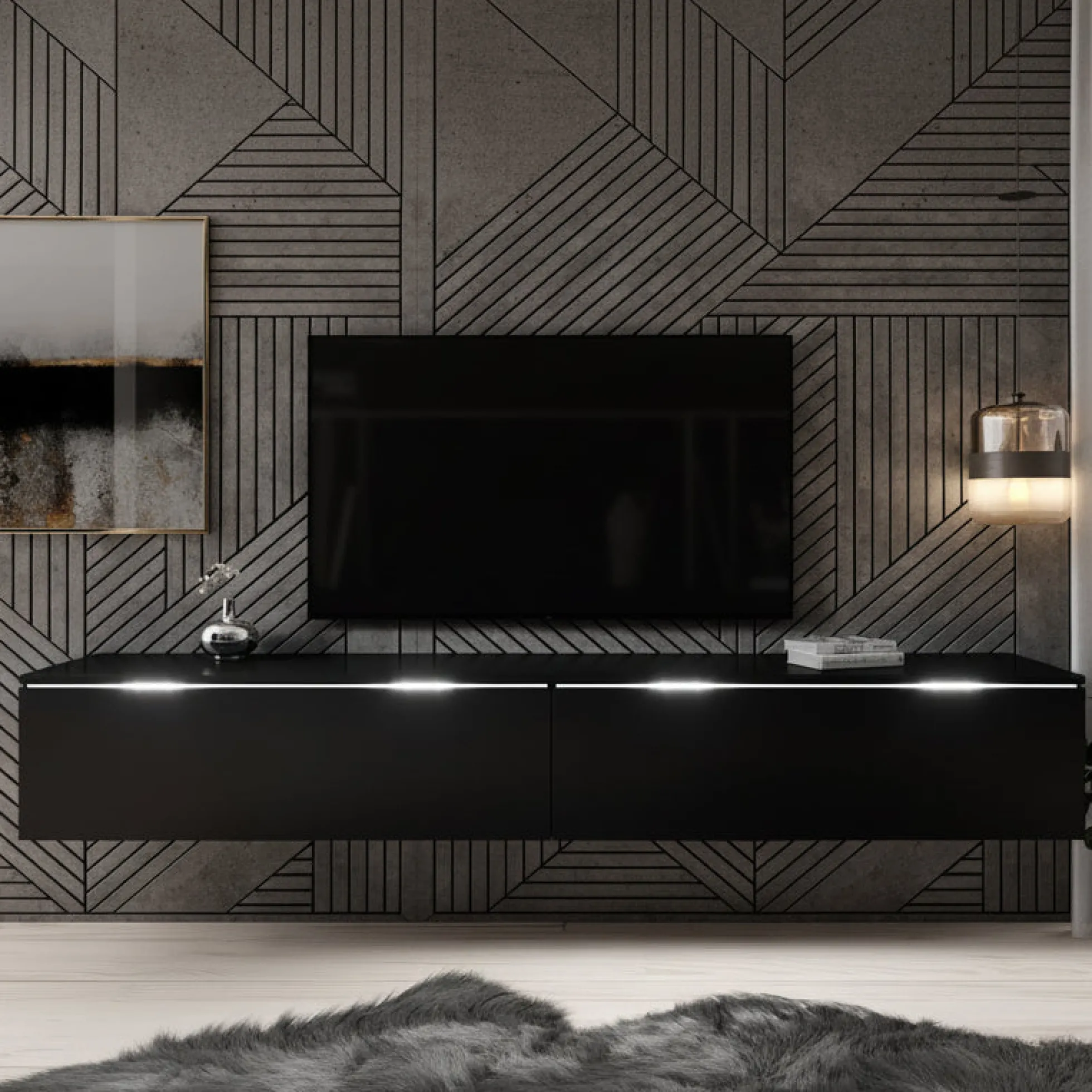 Dixon - TV-Meubel - Mat zwart - 180 cm