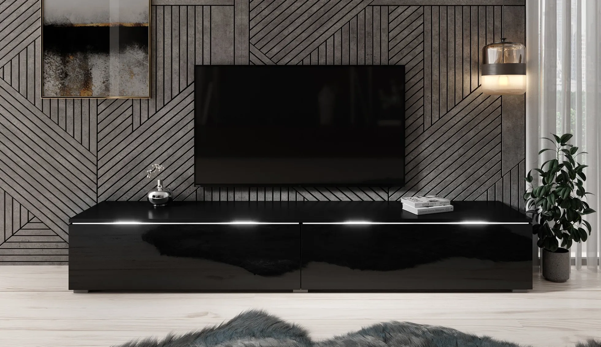 Dixon - TV-Meubel - Zwart - 180 cm