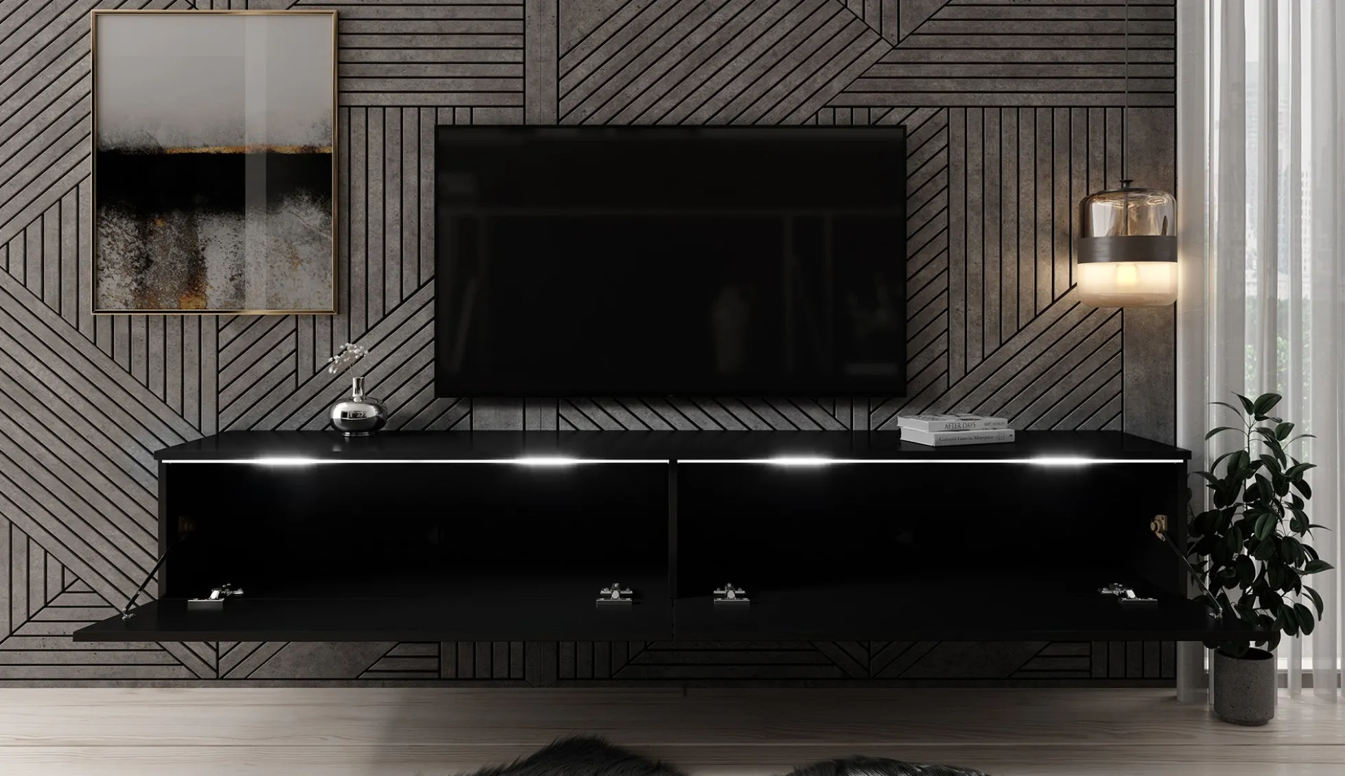 Dixon - TV-Meubel - Zwart - 180 cm