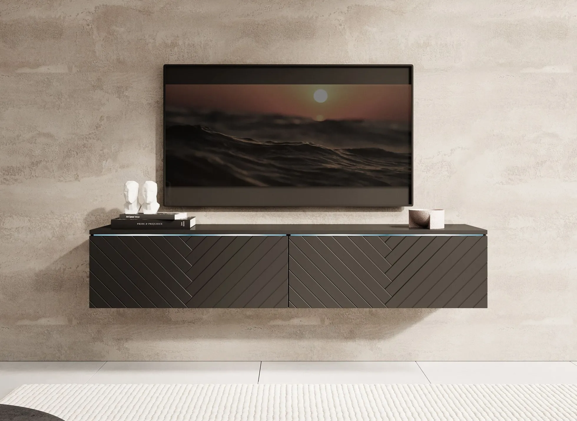 Dixon - TV-Meubel - Zwart visgraat - 140 cm