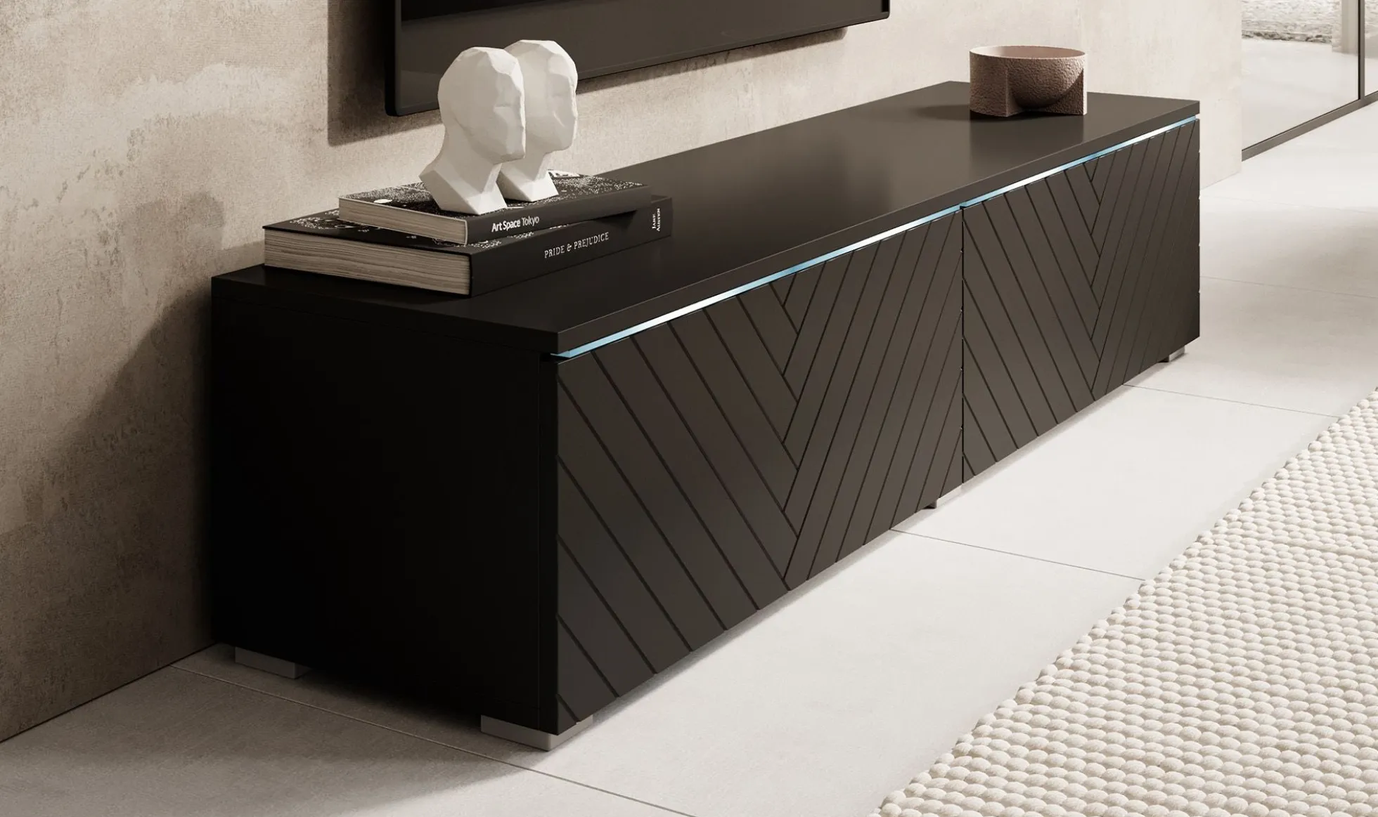 Dixon - TV-Meubel - Zwart visgraat - 140 cm