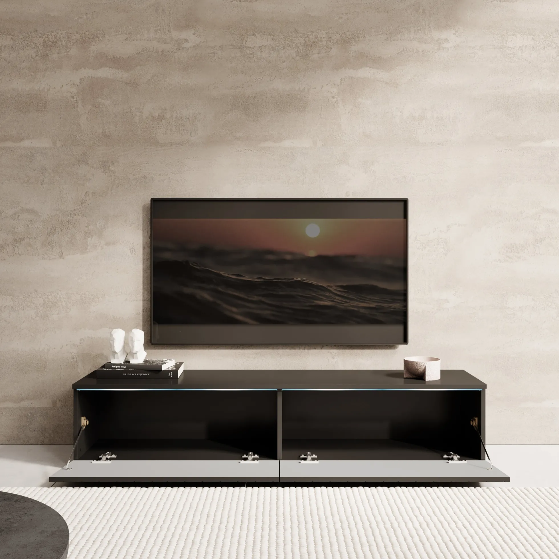 Dixon - TV-Meubel - Zwart visgraat - 140 cm