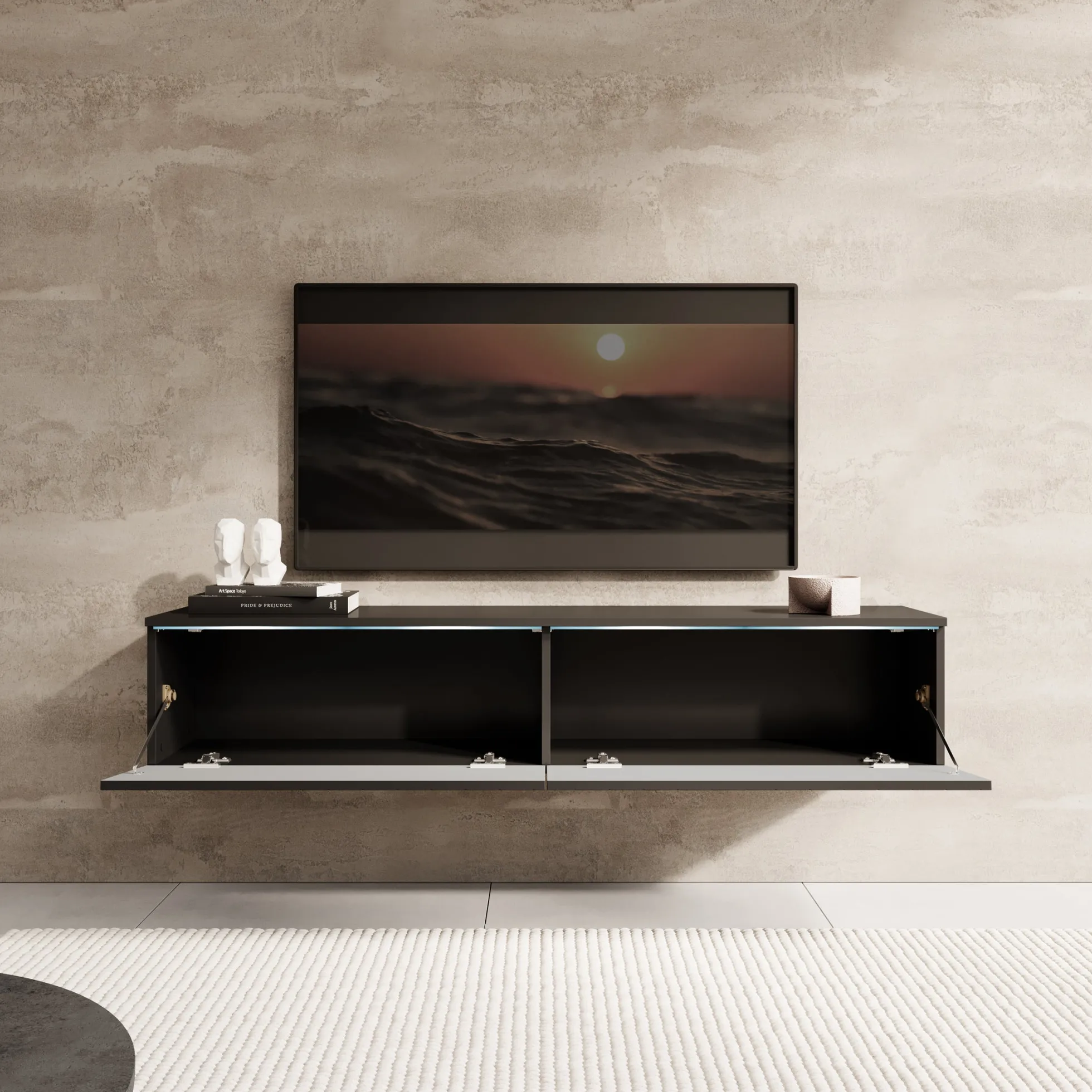 Dixon - TV-Meubel - Zwart visgraat - 140 cm