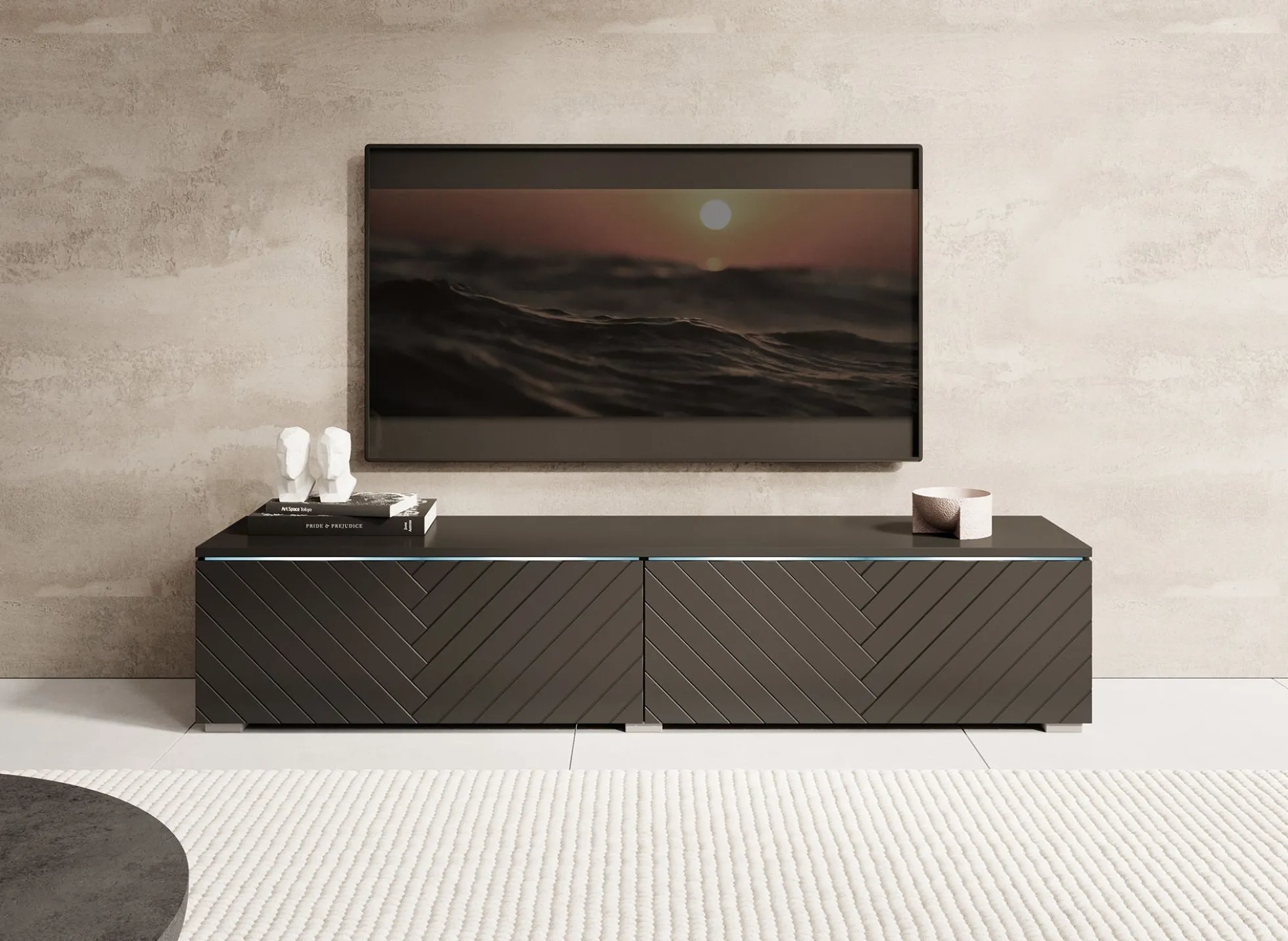Dixon - TV-Meubel - Zwart visgraat - 140 cm