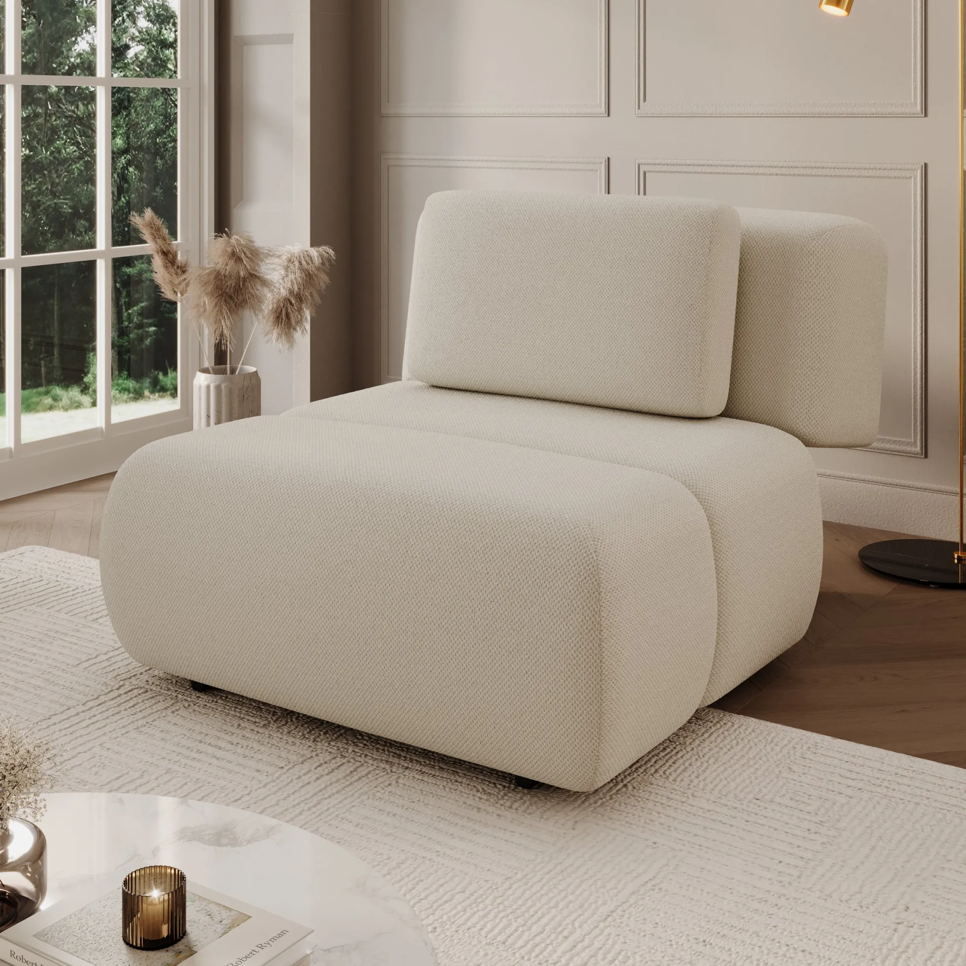 Dolo - Fauteuil - Stof beige - 98x129x82 cm