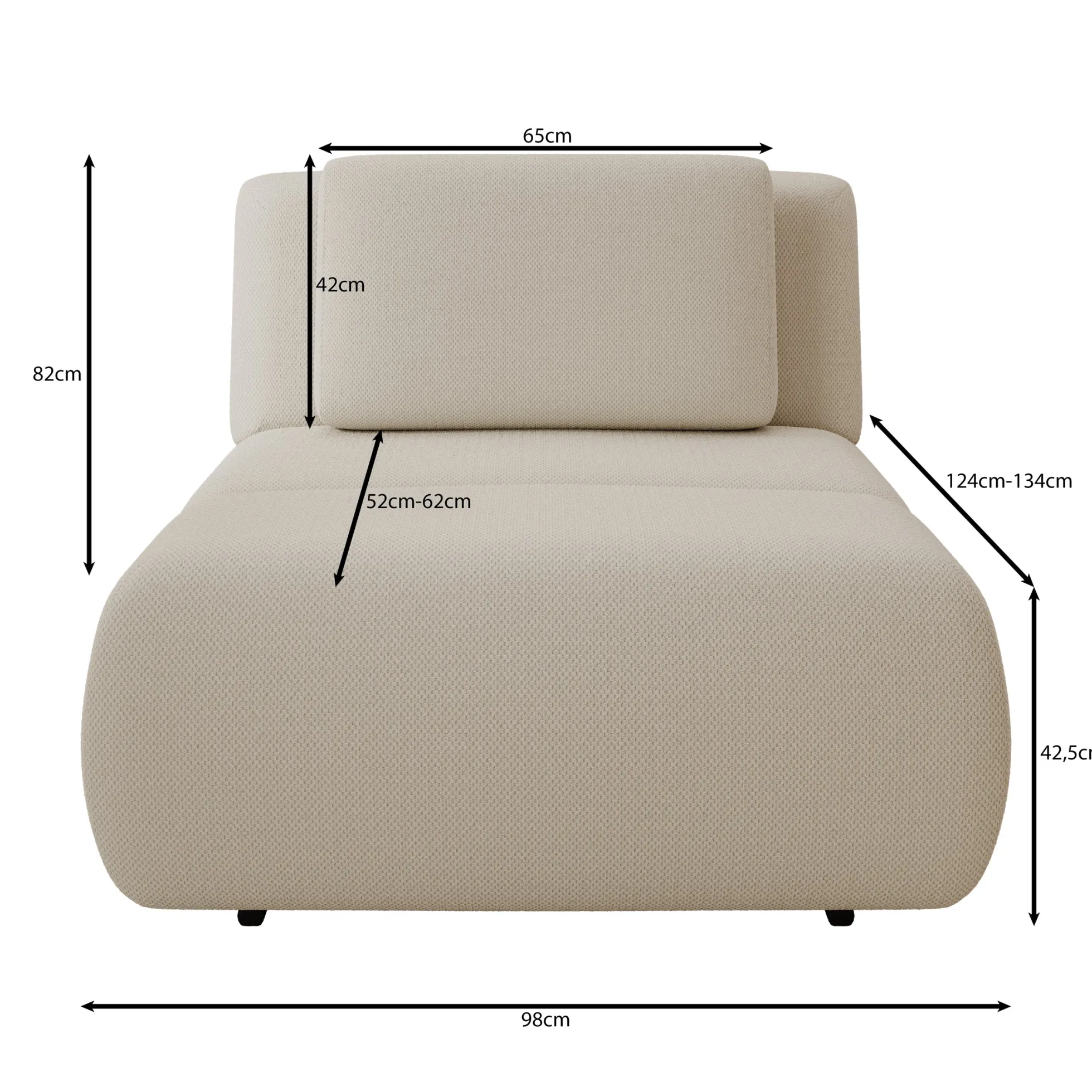 Dolo - Fauteuil - Stof beige - 98x129x82 cm