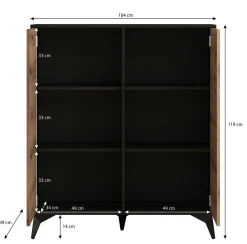 Dolores 2 - Dressoir - Eiken/zwart - 104x39x119 cm