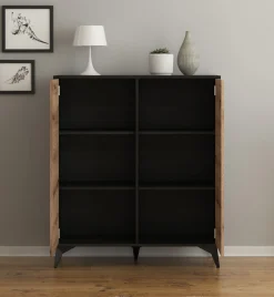 Dolores 2 - Dressoir - Eiken/zwart - 104x39x119 cm