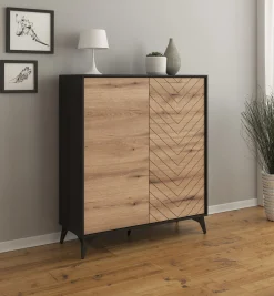 Dolores 2 - Dressoir - Eiken/zwart - 104x39x119 cm
