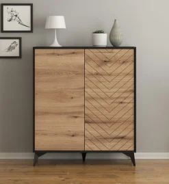 Dolores 2 - Dressoir - Eiken/zwart - 104x39x119 cm